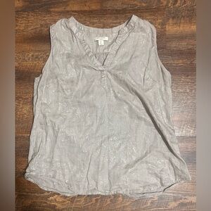 Saint Tropez West V Neck Sleeveless Metallic Speck Shirt Size Large